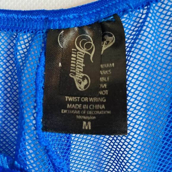 Fantacy Lingerie Women's Mesh Babydoll with Matching G-String Blue - Size Medium - Picture 5 of 5